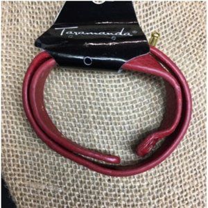 Taramanda Leather Wrap Bracelet Red Gold NWT Adjustable Length Retro BoHo Goth